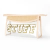 New cross-border pvc straw weaving spliced Chenier letter transparent cosmetic bag, large-capacity waterproof portable storage bag details Picture